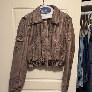 bebe Brown Bomber Jacket